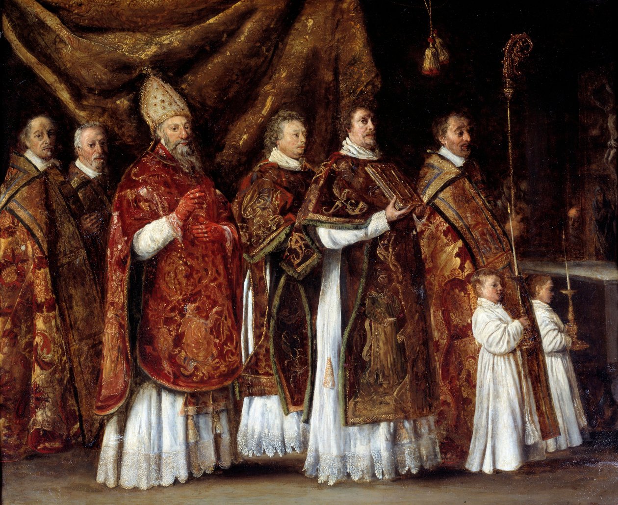 Pápai szentmise vagy oltárhoz emelkedő eve vagy körmenet Antoine Le Nain festménye (1600/1610-1648) alkotó: Antoine Le Nain