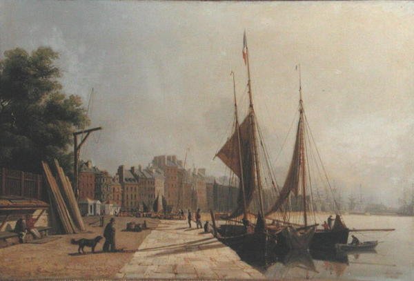 Early Morning Quayside, Le Havre, 1853 körül (olaj, vászon) alkotó: Antoine Leon Morel Fatio