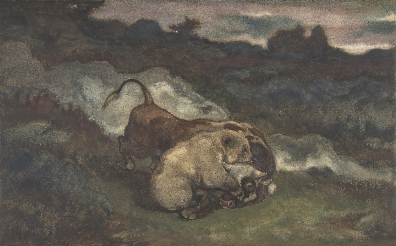 Medve megöl egy bikát, 1810-75. alkotó: Antoine Louis Barye