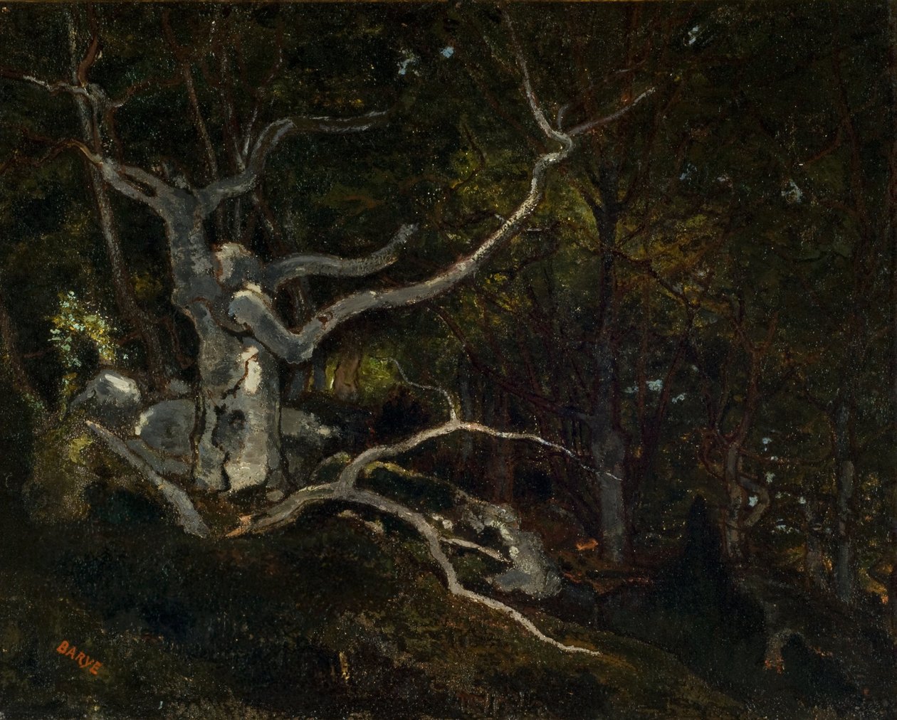 Fontainebleau-i erdő, A "Reine Blanche" 1860 (Olaj, vászon) alkotó: Antoine Louis Barye