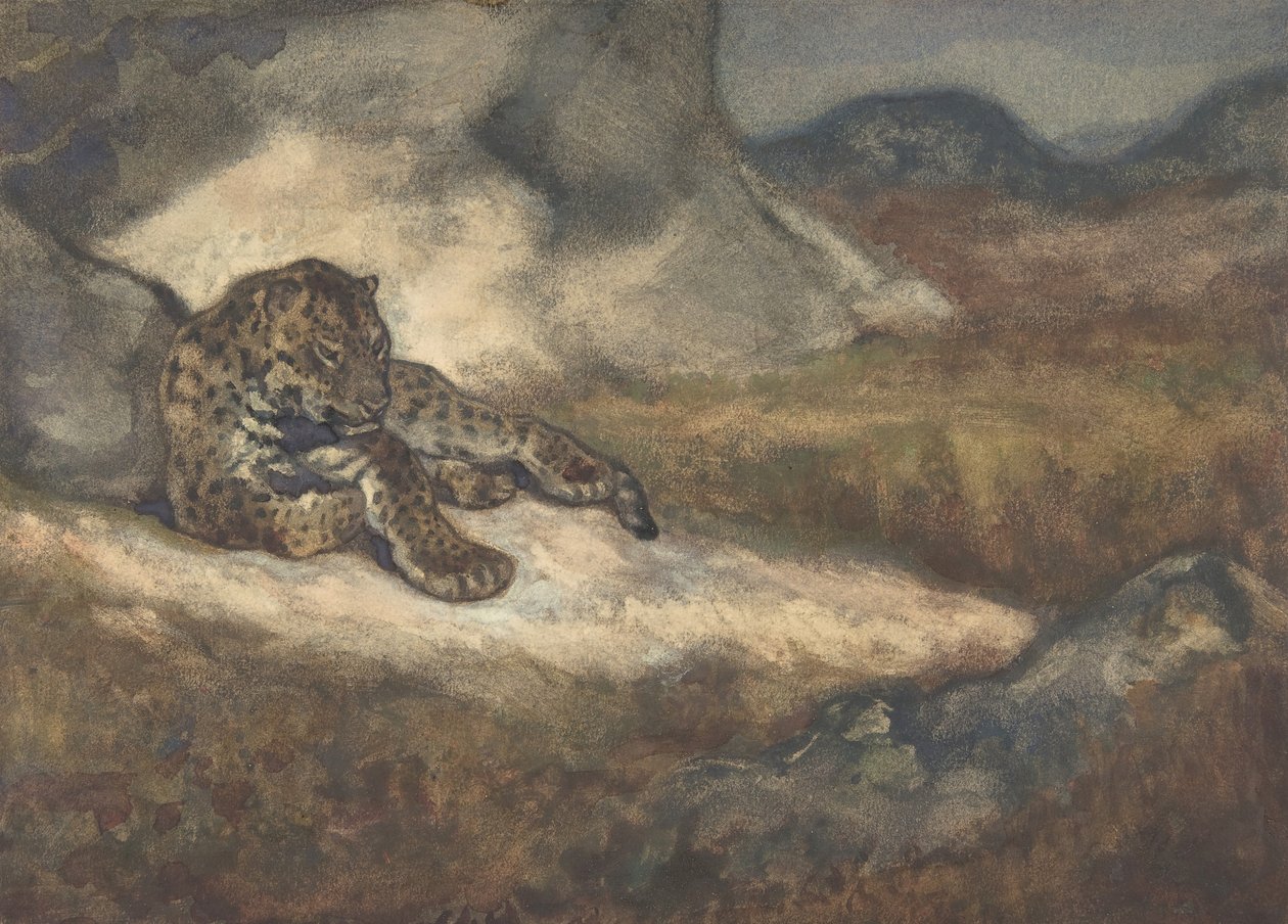 Leopárd fekve, 1810-75. alkotó: Antoine Louis Barye