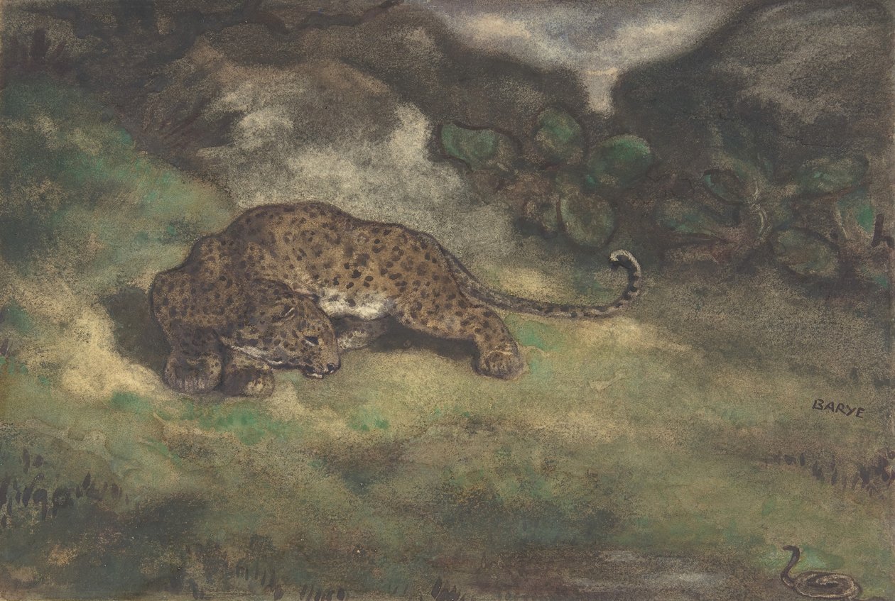Leopárd és kígyó, 1810-75. alkotó: Antoine Louis Barye