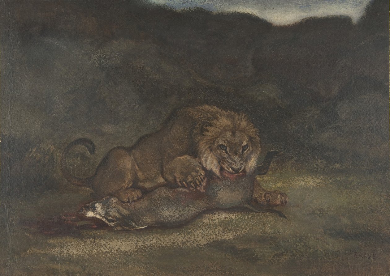 Prédát faló oroszlán, 1810-75. alkotó: Antoine Louis Barye
