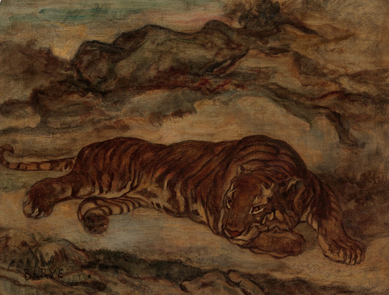 Tigris nyugalomban, kb. 1850-65. alkotó: Antoine Louis Barye