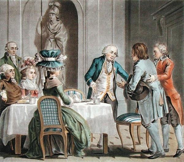 A Comte de Vaux (1705-88) ételt és italt kínál egy farmernek, vésette Jean Baptiste Morret (fl.1790-1820) alkotó: Antoine Louis Francois (after) Sergent Marceau