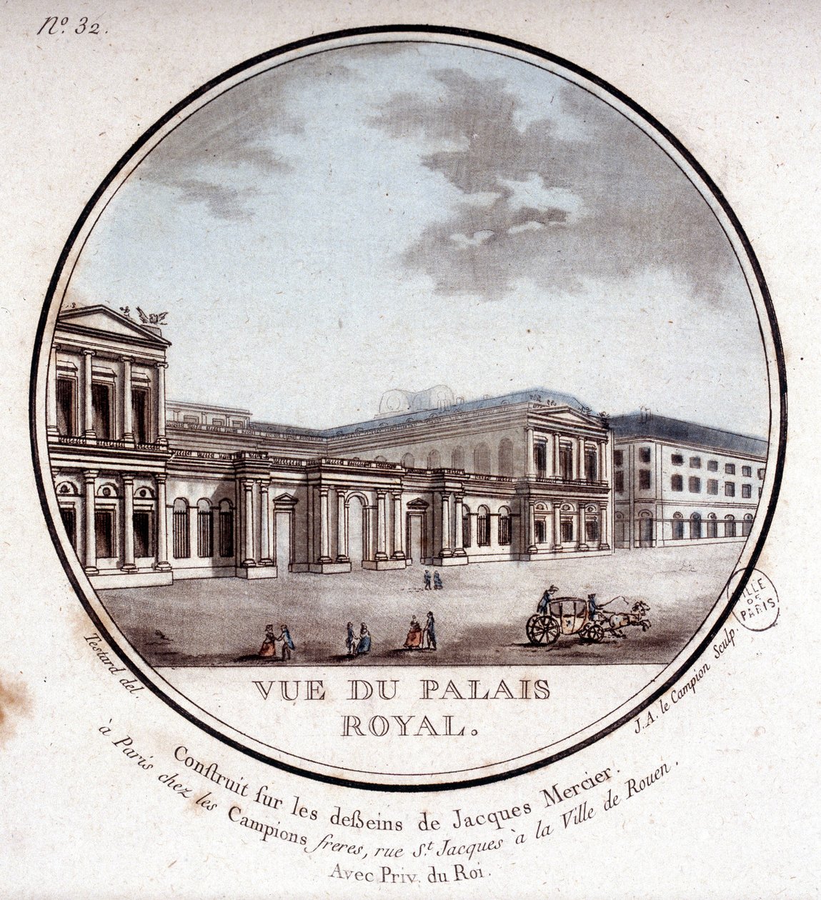 Kilátás a párizsi királyi palotára – a „Párizsi főépületek festői kilátásai” című filmben, őrmester alkotó: Antoine Louis Francois Sergent Marceau