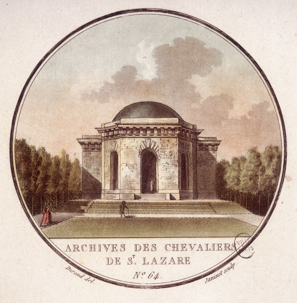 Szent László lovagok levéltára Párizsban. Őrmester prittoreszk kilátásában Párizs fő épületeire alkotó: Antoine Louis Francois Sergent Marceau