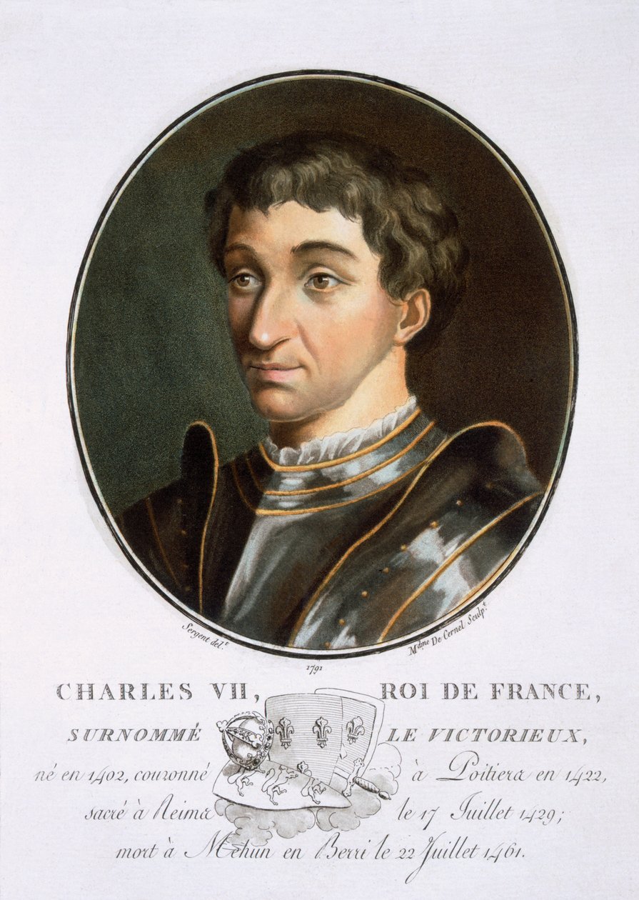 VII. Károly, Nagy férfiak, jeles nők és emlékezetes francia alanyok portréiból, vésve és színesben nyomtatva, Pierre Blin, 1786-92, Párizs (színes metszet) alkotó: Antoine Louis Francois Sergent Marceau