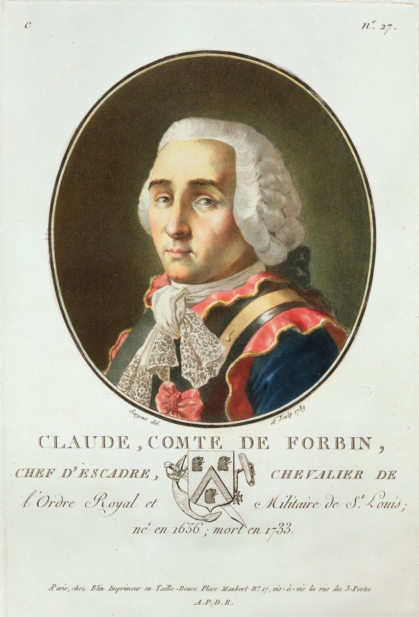 Claude (1656-1733) Comte de Forbin, 1789, „Franciaország nagy férfiak, jeles nők és emlékezetes alanyok portréi” című művéből, 1787–92. alkotó: Antoine Louis Francois Sergent Marceau