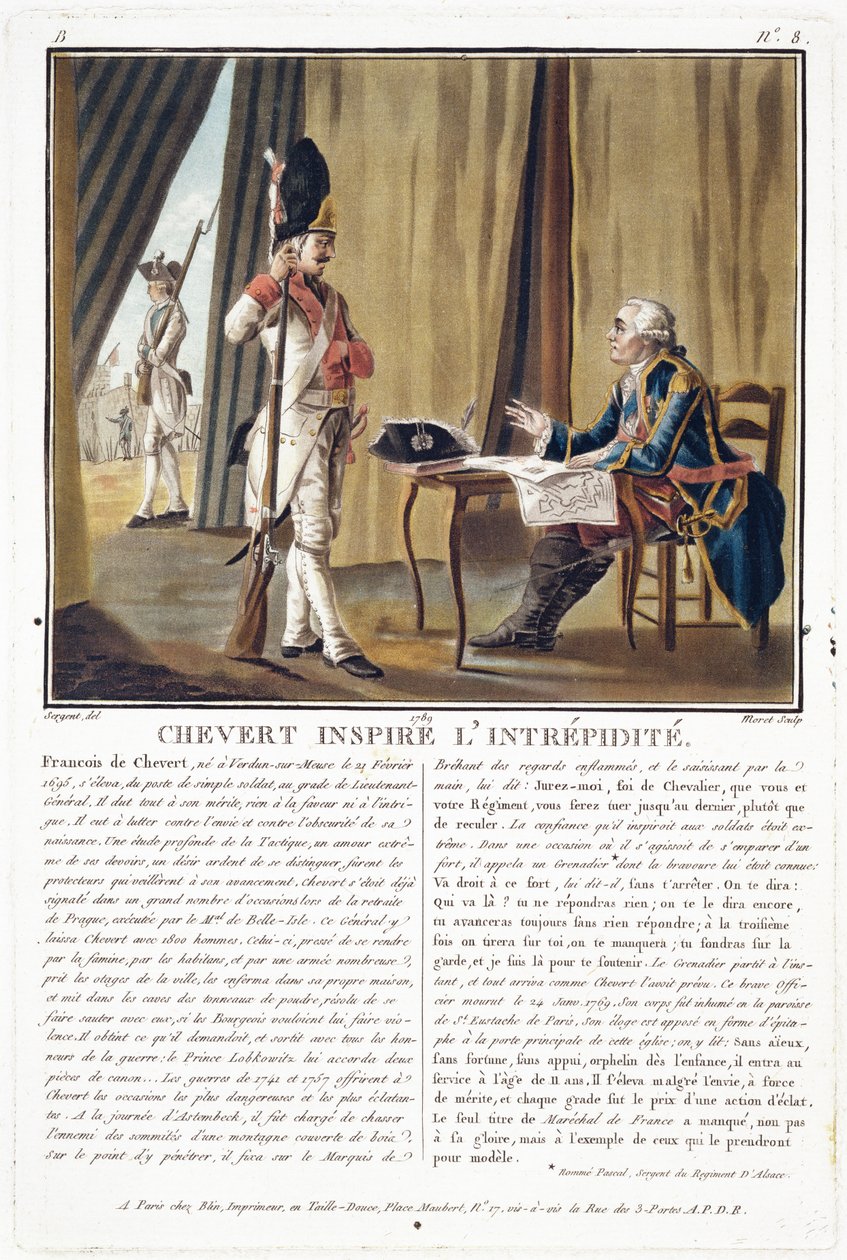 Francois Chevert (1695-1769) bátorságra ösztönöz, vésette: Jean Baptiste Morret (fl.1790-1820), 1789 alkotó: Antoine Louis Francois Sergent Marceau