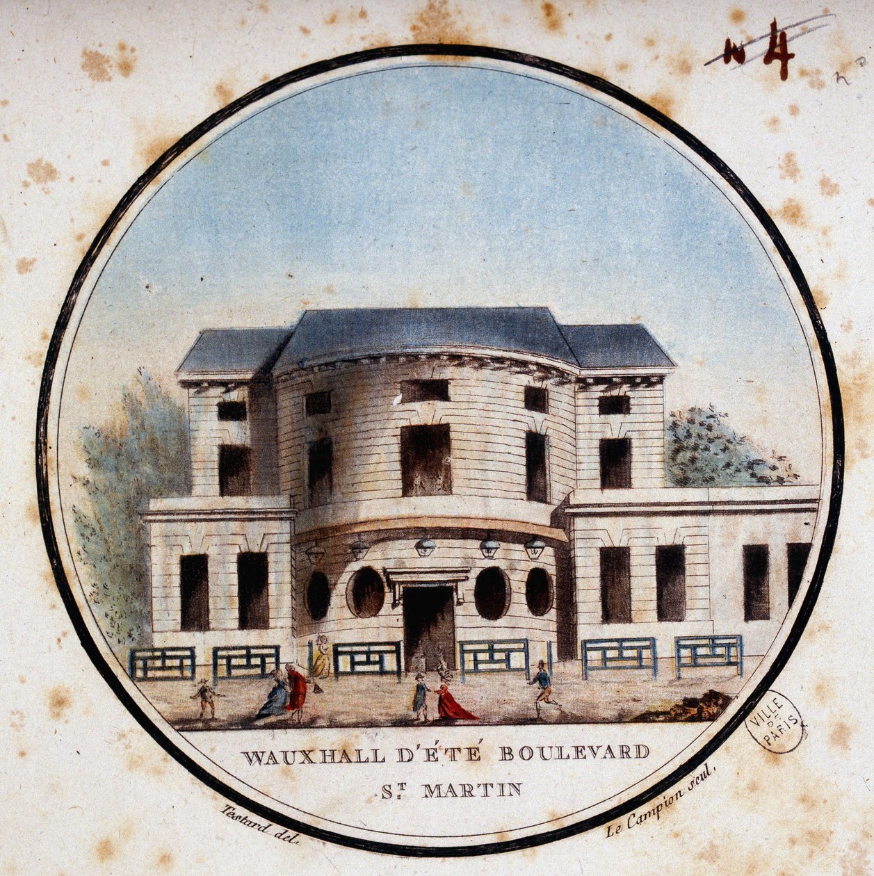 Halle aux calves, Boulevard Saint Martin. Őrmester prittoreszk kilátásában Párizs fő épületeire alkotó: Antoine Louis Francois Sergent Marceau