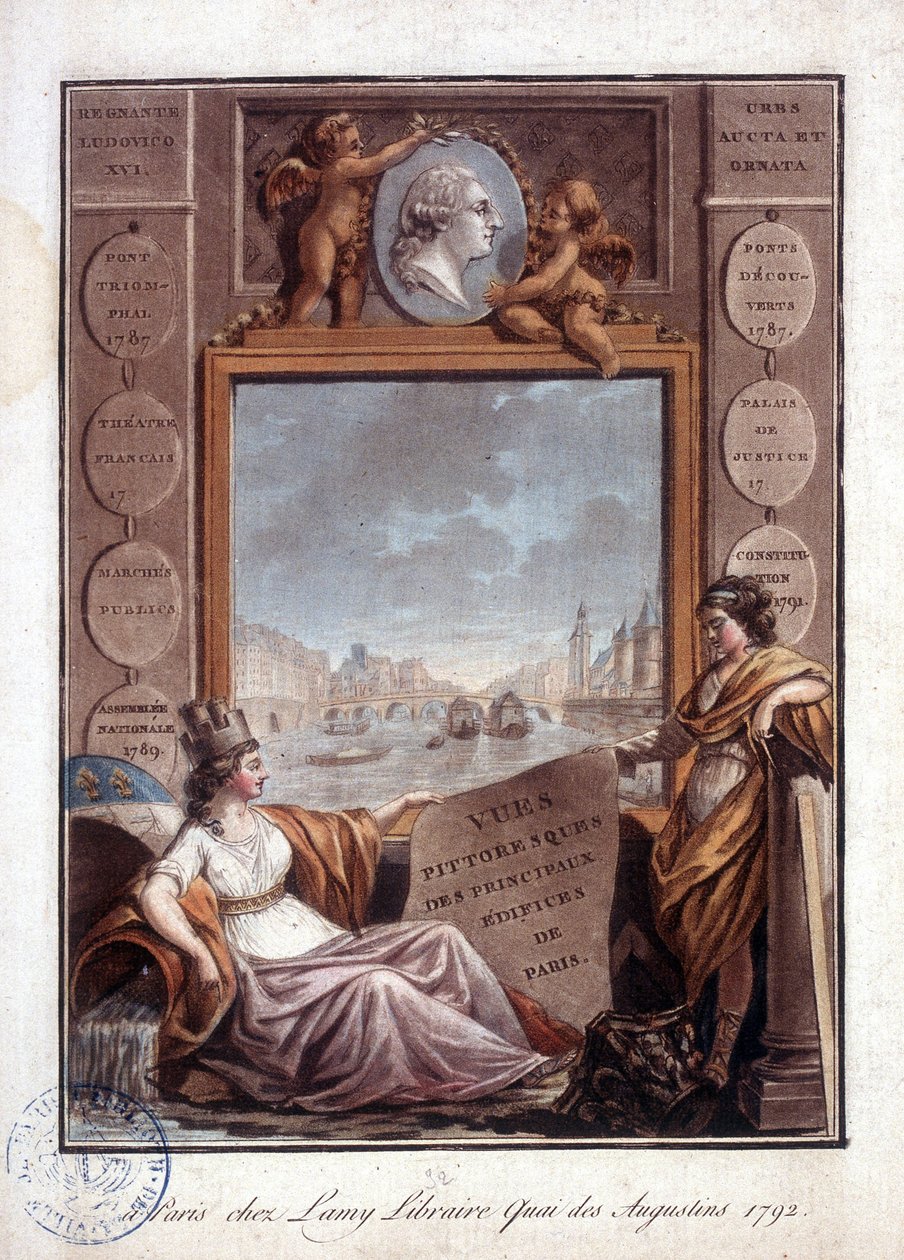 Párizs a Lamy, Quai des Augustins könyvesboltból nézve alkotó: Antoine Louis Francois Sergent Marceau