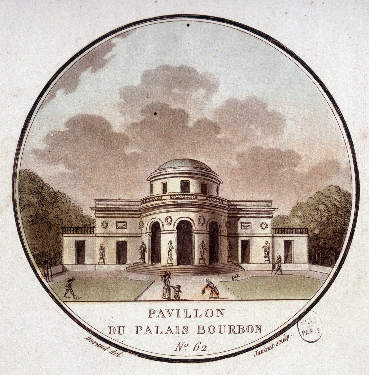 A Palais Bourbon pavilonja, Párizs. Őrmester prittoreszk kilátásában Párizs fő épületeire alkotó: Antoine Louis Francois Sergent Marceau