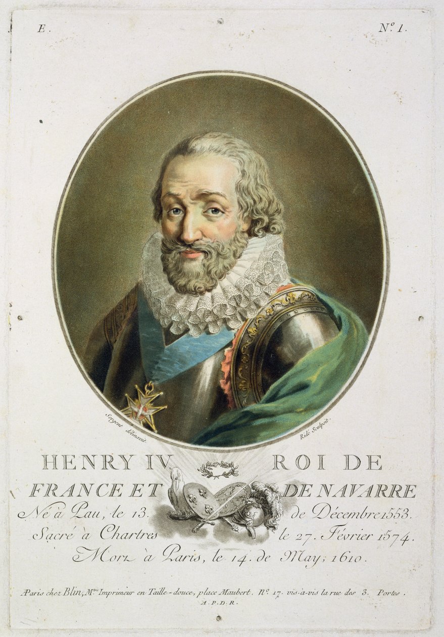 IV. Henrik, Franciaország és Navarra királyának (1553-1610) portréja, amelyet Ride metszett alkotó: Antoine Louis Francois Sergent Marceau