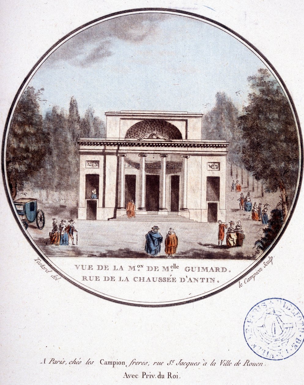 Kilátás Mademoiselle Guimard házára, a rue de la chaussée d