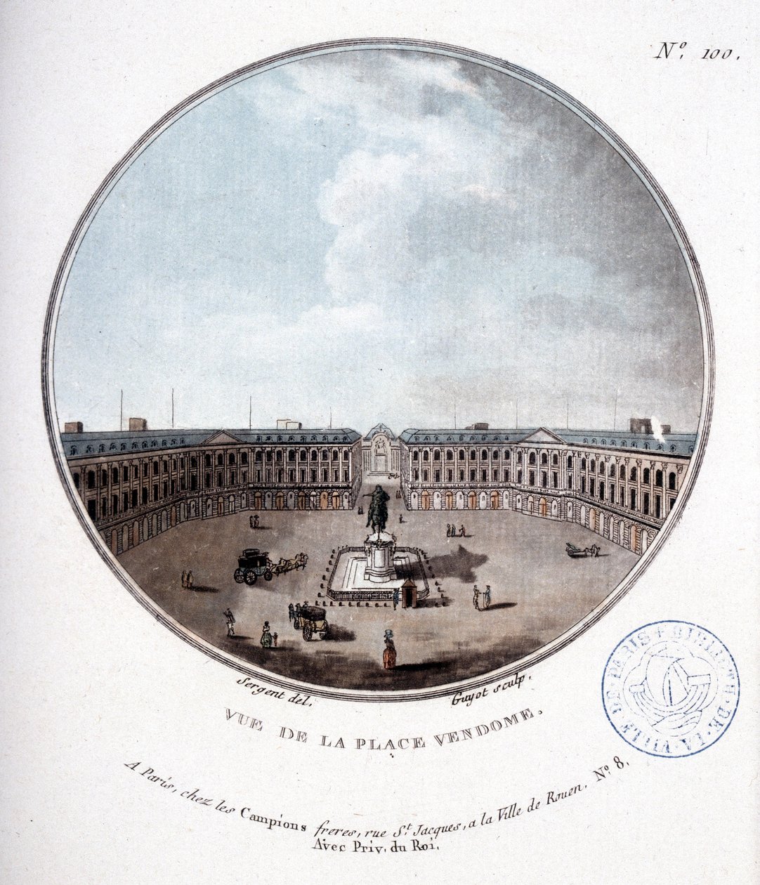 Kilátás a Place Vendôme-re – a „Párizsi főépületek festői kilátásai” című filmben, őrmester alkotó: Antoine Louis Francois Sergent Marceau