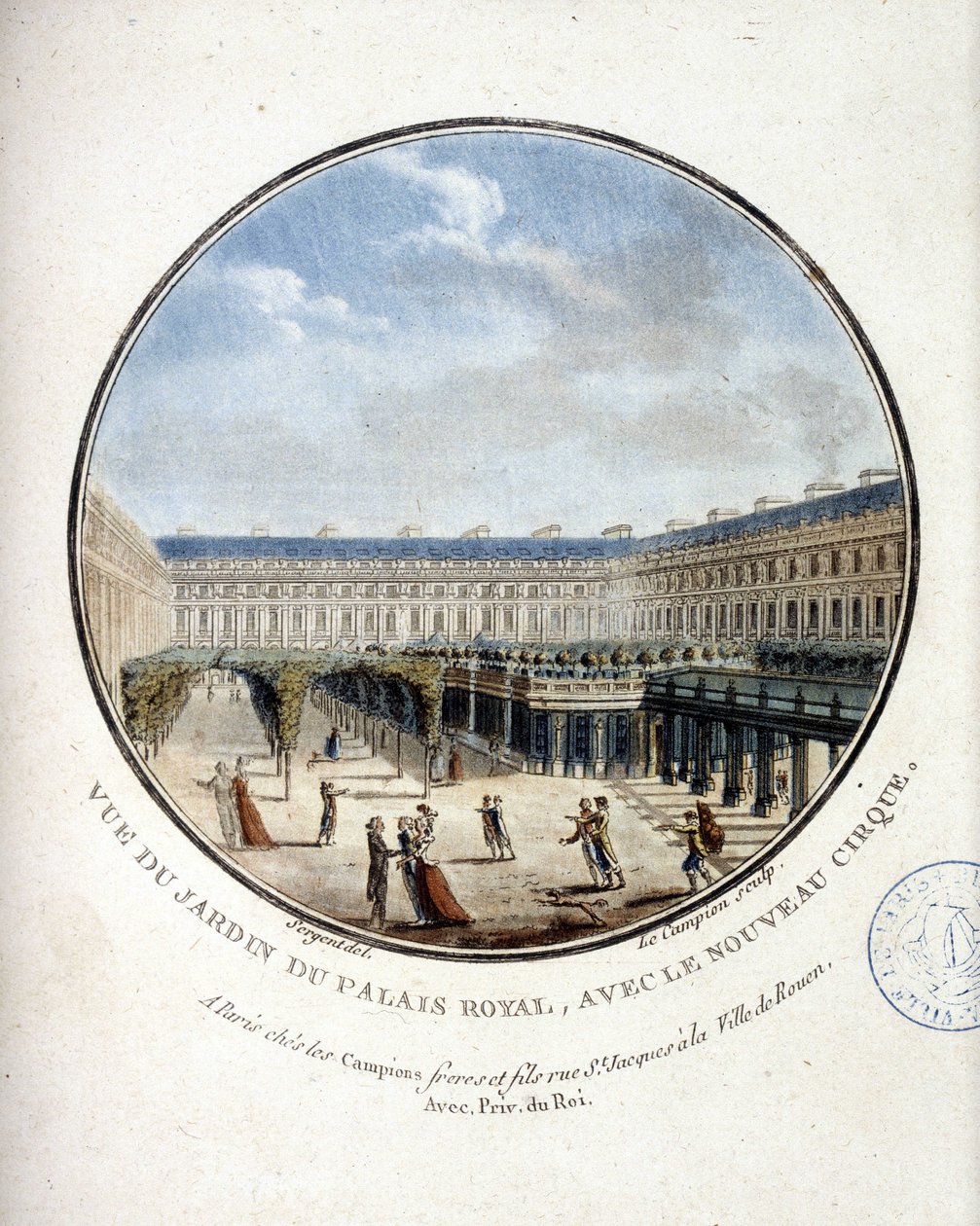 Kilátás a Palais Royal kertjére – „Párizs főépületeinek festői kilátása” című filmben, őrmester alkotó: Antoine Louis Francois Sergent Marceau