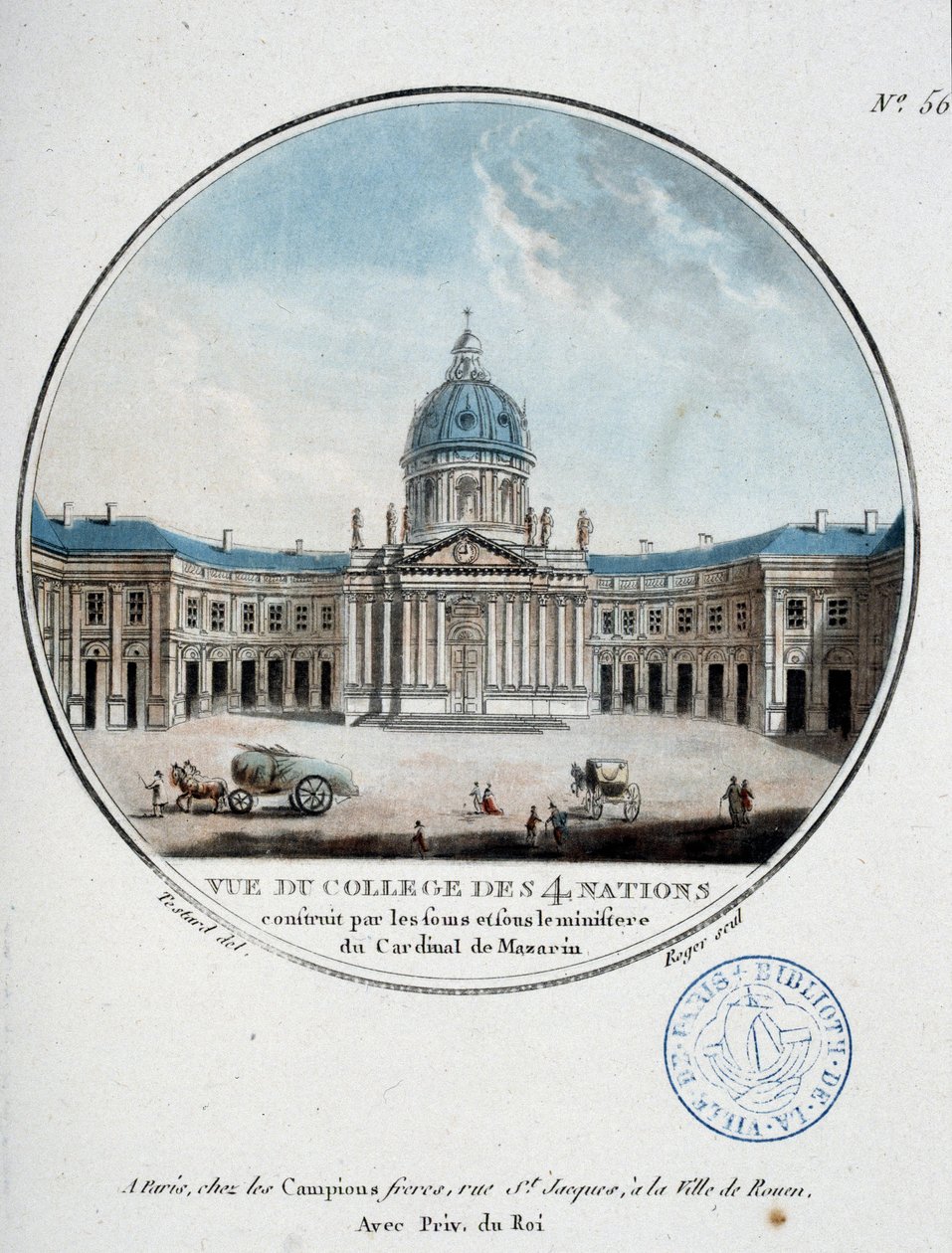 Kilátás a Collège des Quatre Nations-re (Institut de France) – a „Párizsi főépületek festői kilátásai” című filmben, őrmester alkotó: Antoine Louis Francois Sergent Marceau