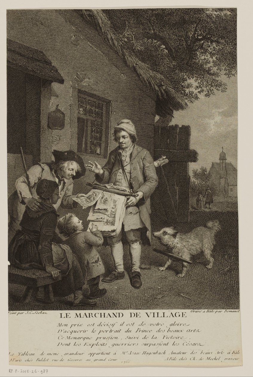Vándor nyomat eladó egy faluban Le Marchand de Village (cím az objektumon) alkotó: Antoine Louis Romanet