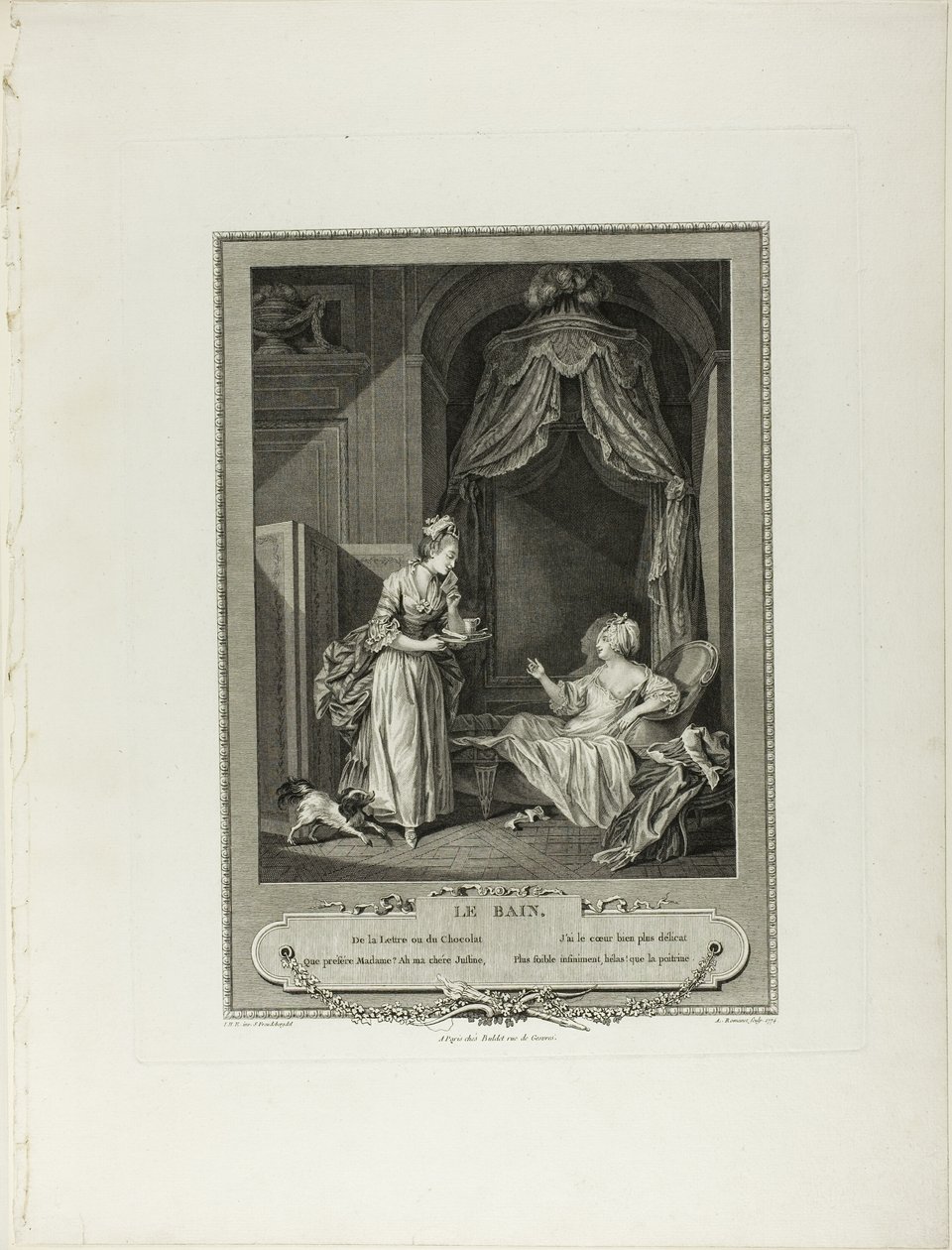 A fürdő, a Monument du Costume Physique et Moral de la fin du Dix-huitième siècle című műből alkotó: Antoine Louis Romanet