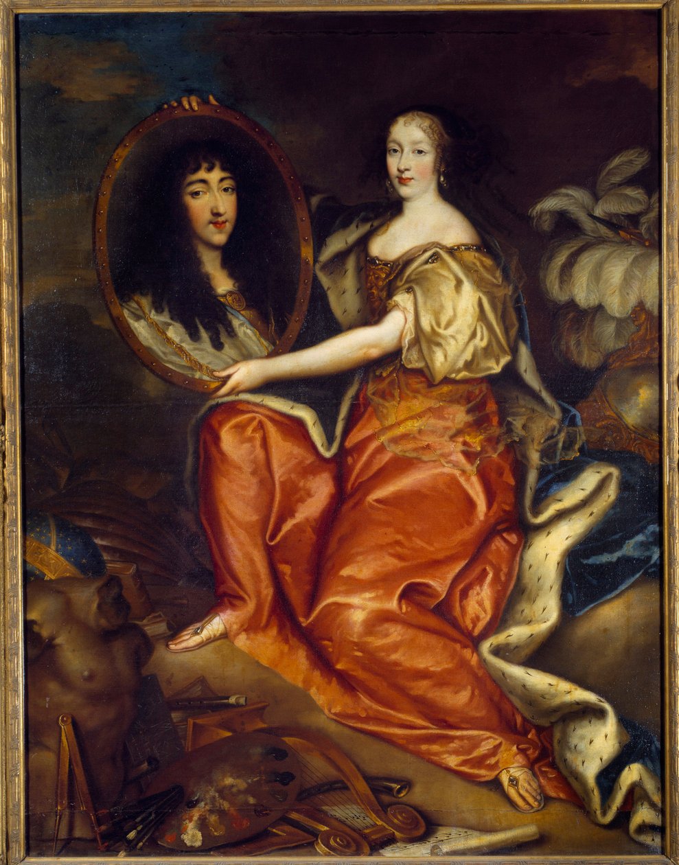 Az angol Henriette Anne (Henriette-Anne) (1644-1670) orléans-i hercegnő portréja, aki Philippe Duc of Orleans (1640-1701) dit Monsieur portréját tartja. Dupla portré: Abyme festmény egy festményben. Antoine Mathieu (1631-1673) festménye 1664 V. alkotó: Antoine Mathieu