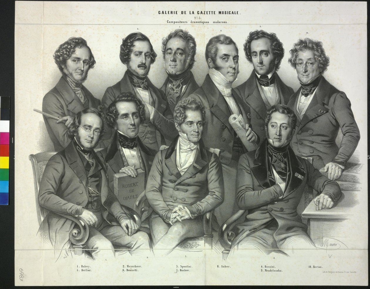 Híres zeneszerzők csoportja (litográfia) alkotó: Antoine Maurin