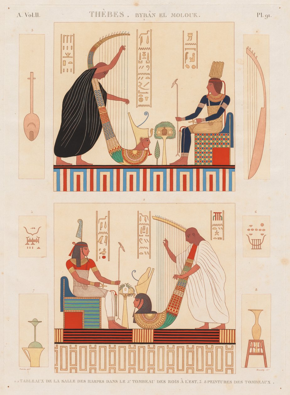 Egyiptom leírása: Thebes Byban el Molouk, Vol. II, Pl. 91, 1812. alkotó: Antoine Maxime Monsaldy