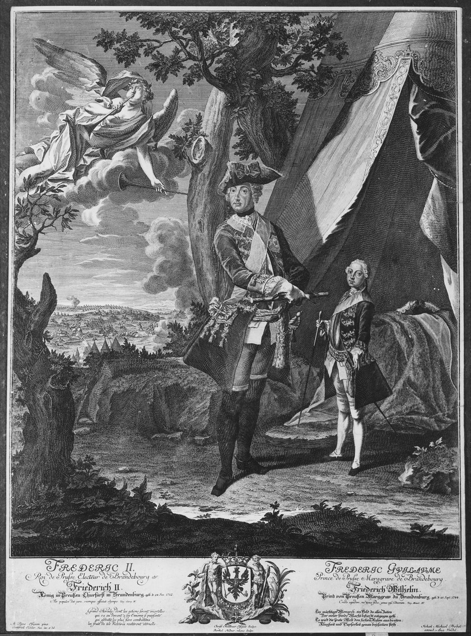 II. Frigyes (1712-86) és unokaöccse, II. Frigyes Vilmos (1744-97), metszett Johann Probst (1673-1750) alkotó: Antoine Pesne