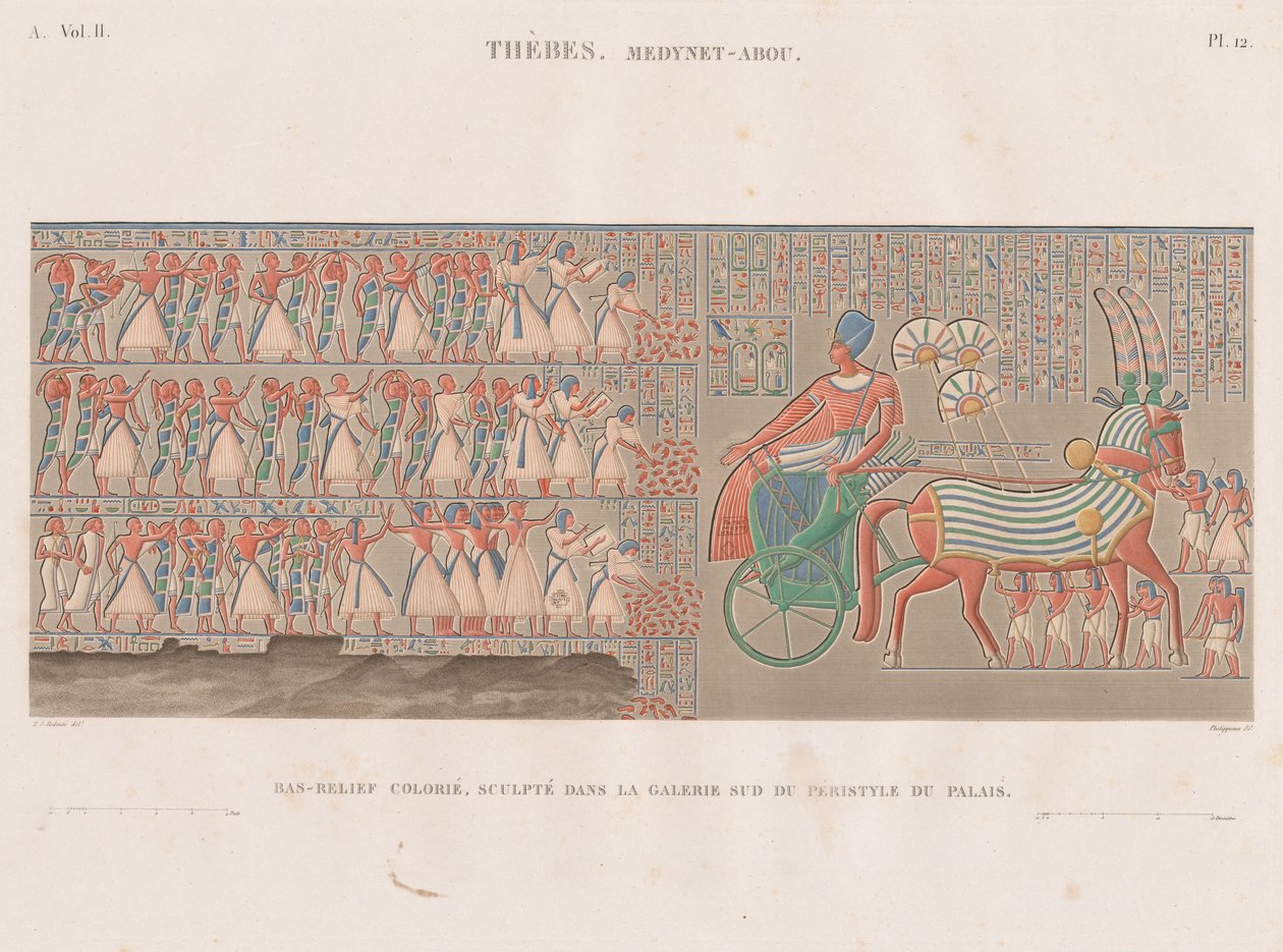 Egyiptom leírása: Théba. Medynet-Abou, Vol. II, Pl. 12 alkotó: Antoine Phelippeaux