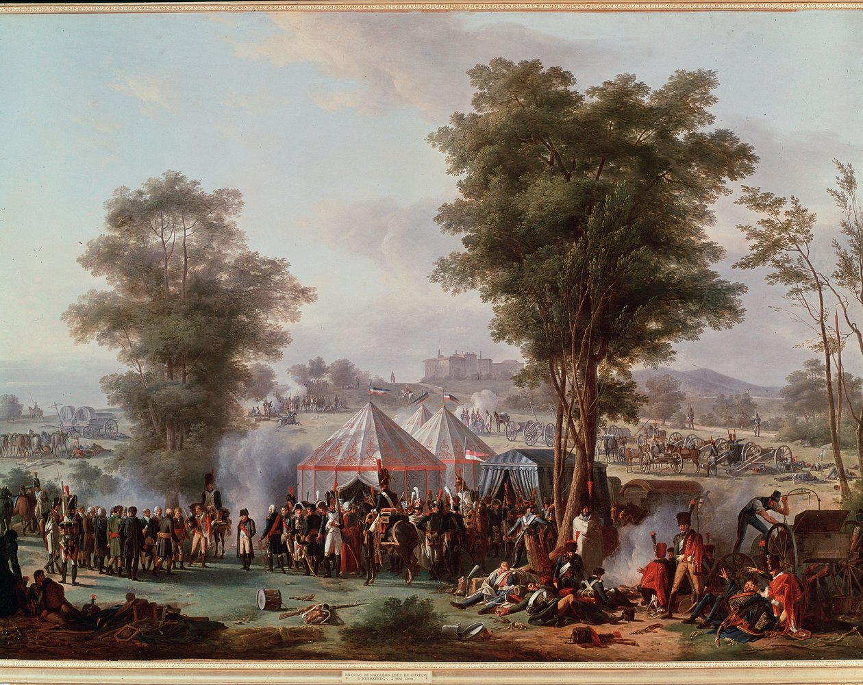 I. Napóleon császár bivakja, az ausztriai Ebersberg vár közelében 1809.04.05. (Festmény alkotó: Antoine Pierre Mongin