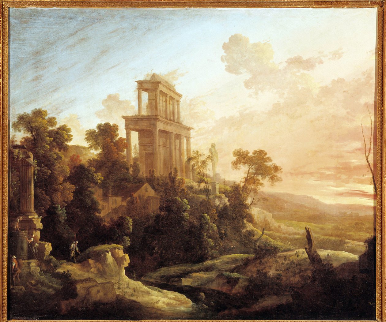 A beállítás hatása (olaj, vászon) alkotó: Antoine Pierre the Younger Patel