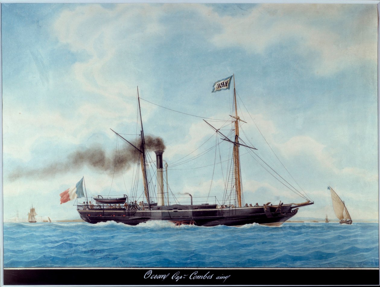 Hajnal a hajó Antoine Roux (1765-1835) francia óceán akvarellje 19. századi Marseille, Tengerészeti Múzeum alkotó: Antoine Roux