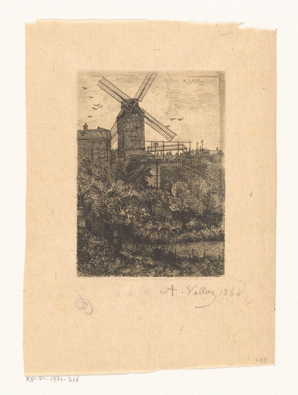 Kilátás a Moulin de la Galette-re, Montmartre-ban alkotó: Antoine Vollon (signed by artist)