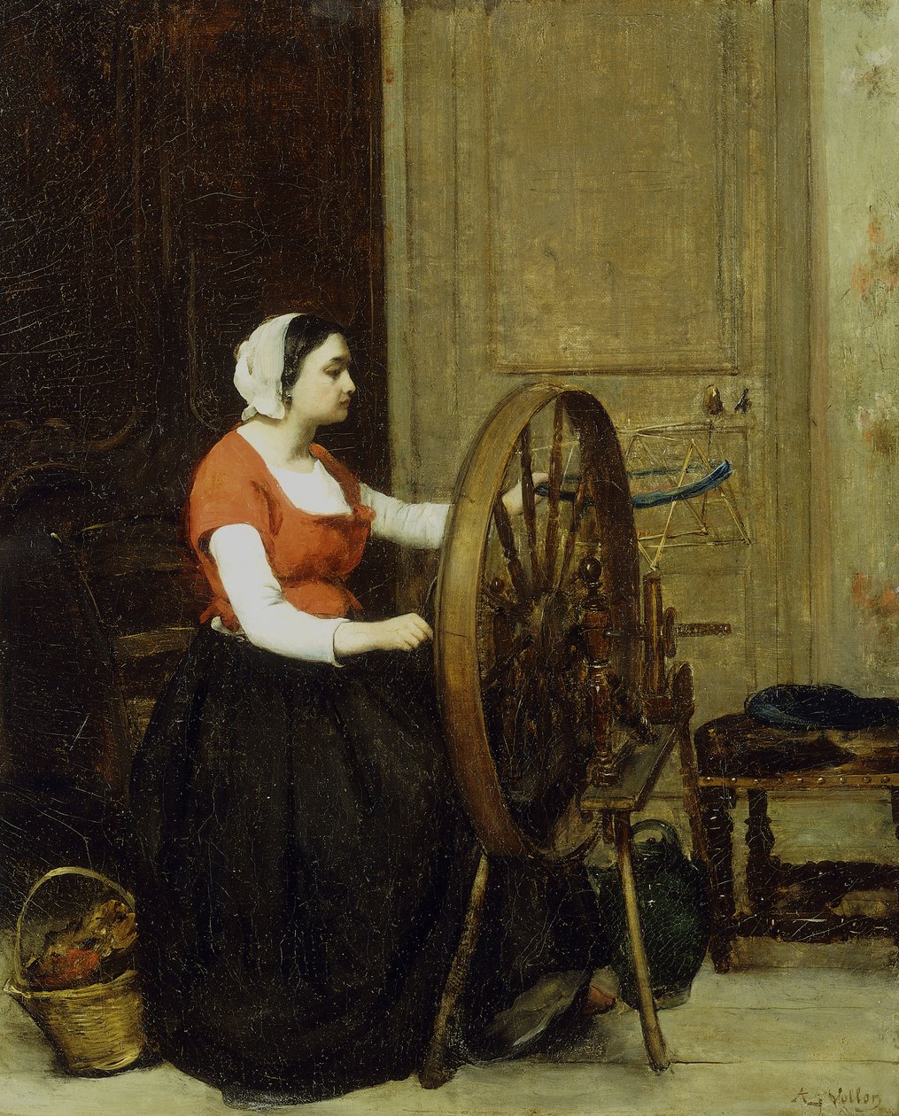 Nő és forgó kerék, 1860 körül? alkotó: Antoine Vollon