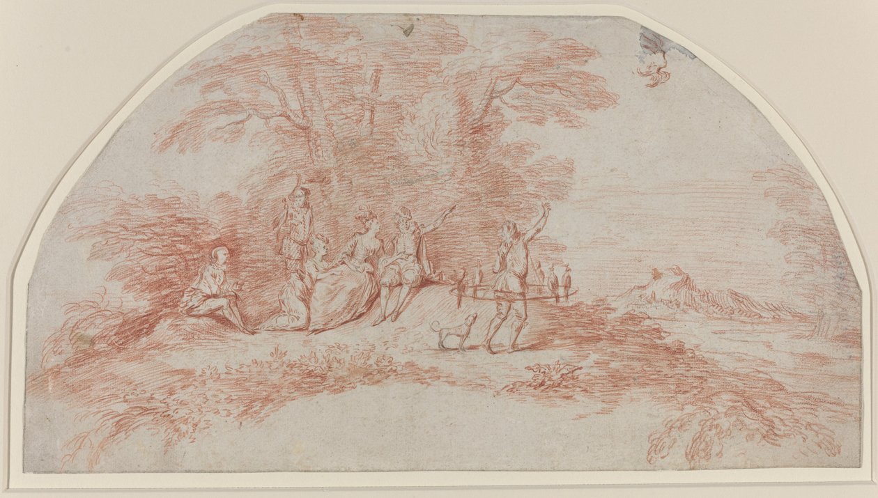 Fête Galante Solymászokkal alkotó: Antoine Watteau