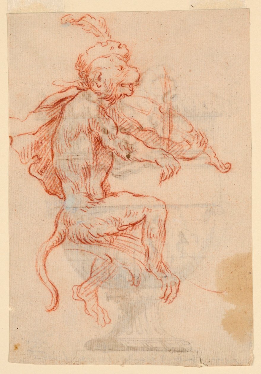 Hegedűn játszó majom alkotó: Antoine Watteau