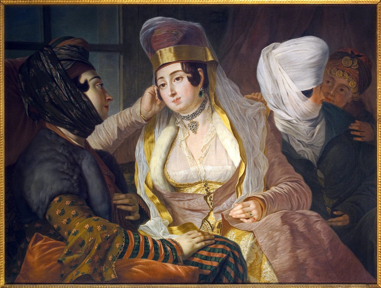 Levantai hölgyek városi hajban. Antoine de Favray (1706-1791) festménye, Olaj, vászon alkotó: Antoine de Favray