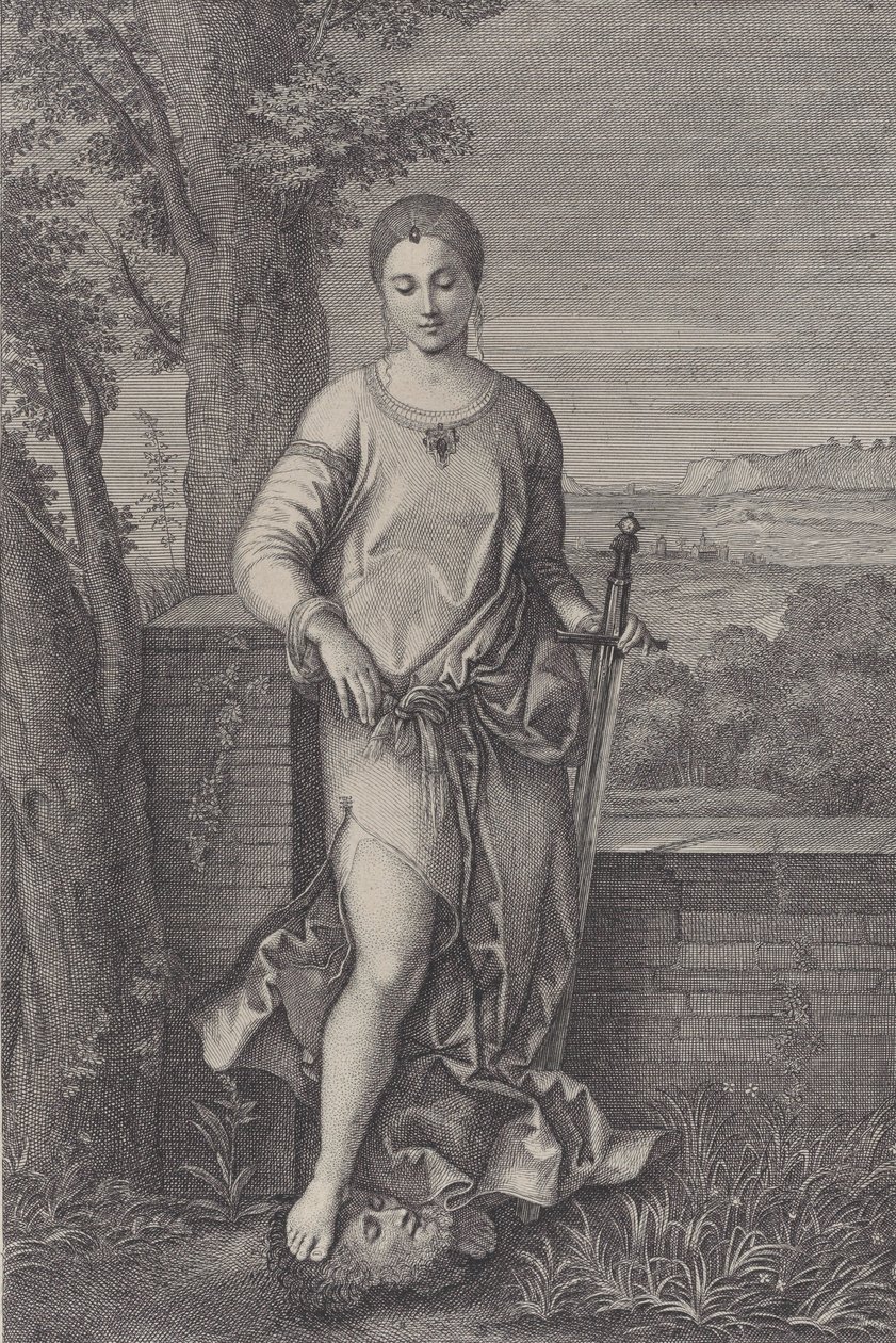 Judith lábával Holofernész fején áll, kb. 1729. alkotó: Antoinette Larcher