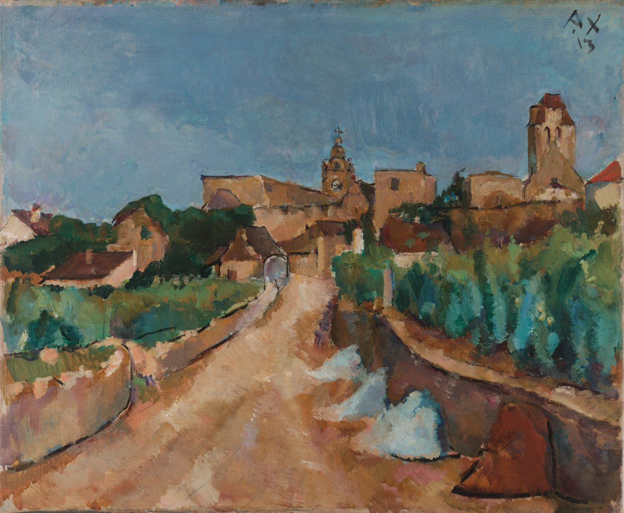 Németül: Deutsch: Strasse nach Durnstein Street Durnstein felé alkotó: Anton Faistauer