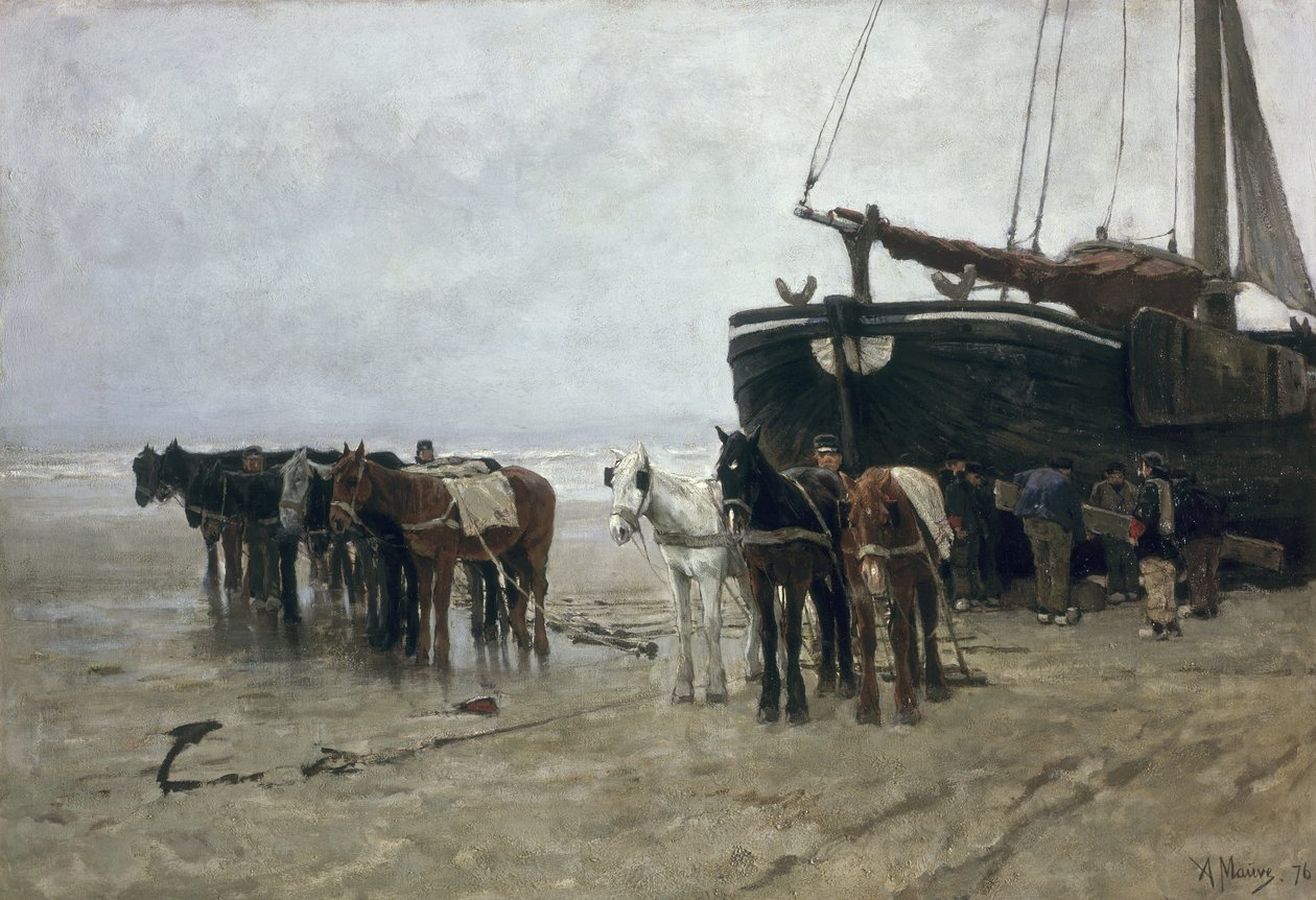 Hajó a scheveningeni tengerparton, 1876 alkotó: Anton Mauve