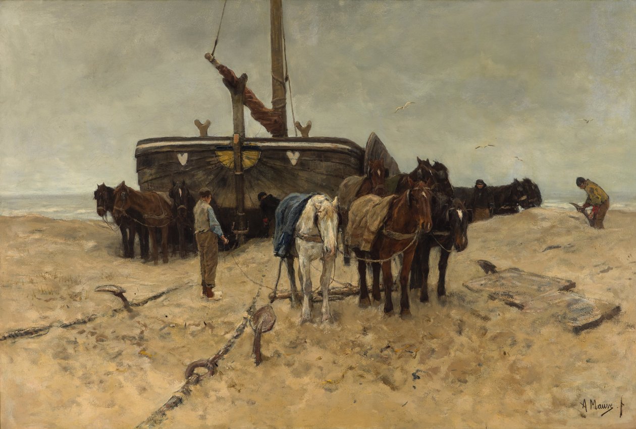Halászhajó a tengerparton alkotó: Anton Mauve