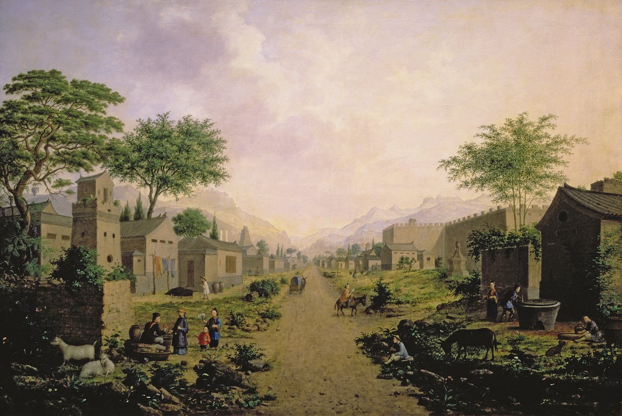 Egy kínai város, 1864 alkotó: Anton Mikhailovich Legashov