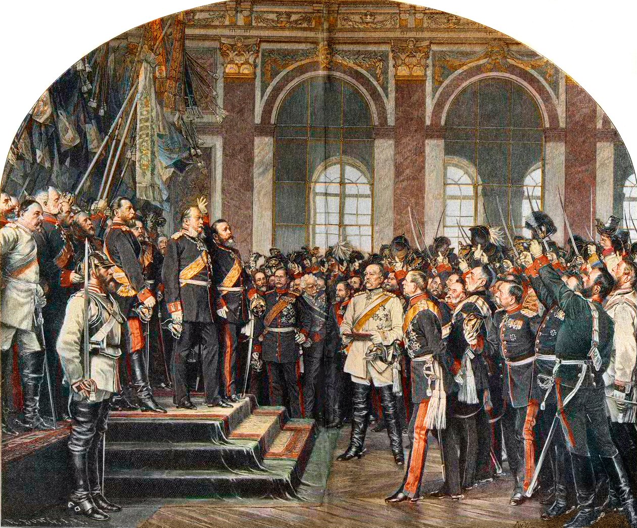 A Német Birodalom kikiáltása a Versailles-i Galerie des Glacesben alkotó: Anton Alexander von (after) Werner