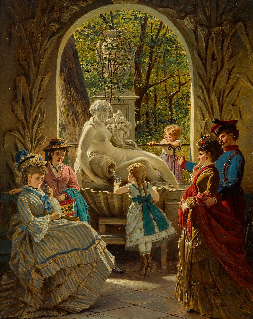 Pavillon du festival de Printemps a Schonbrunn, Vienne - A schönbrunni vásári tavasz pavilonja - Anton Ebert (1845-1896). Olaj, fa Méret: 65x52 cm Magángyűjtemény alkotó: Anton Ebert