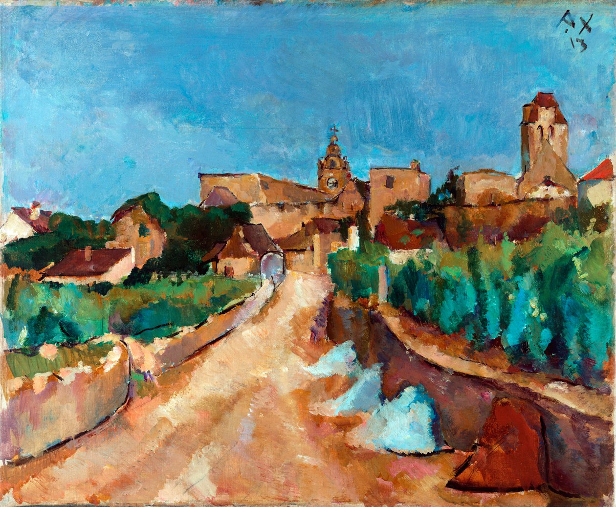 Utca Durnsteinbe (Ausztria) – Anton Faistauer (1887-1930) festménye alkotó: Anton Faistauer