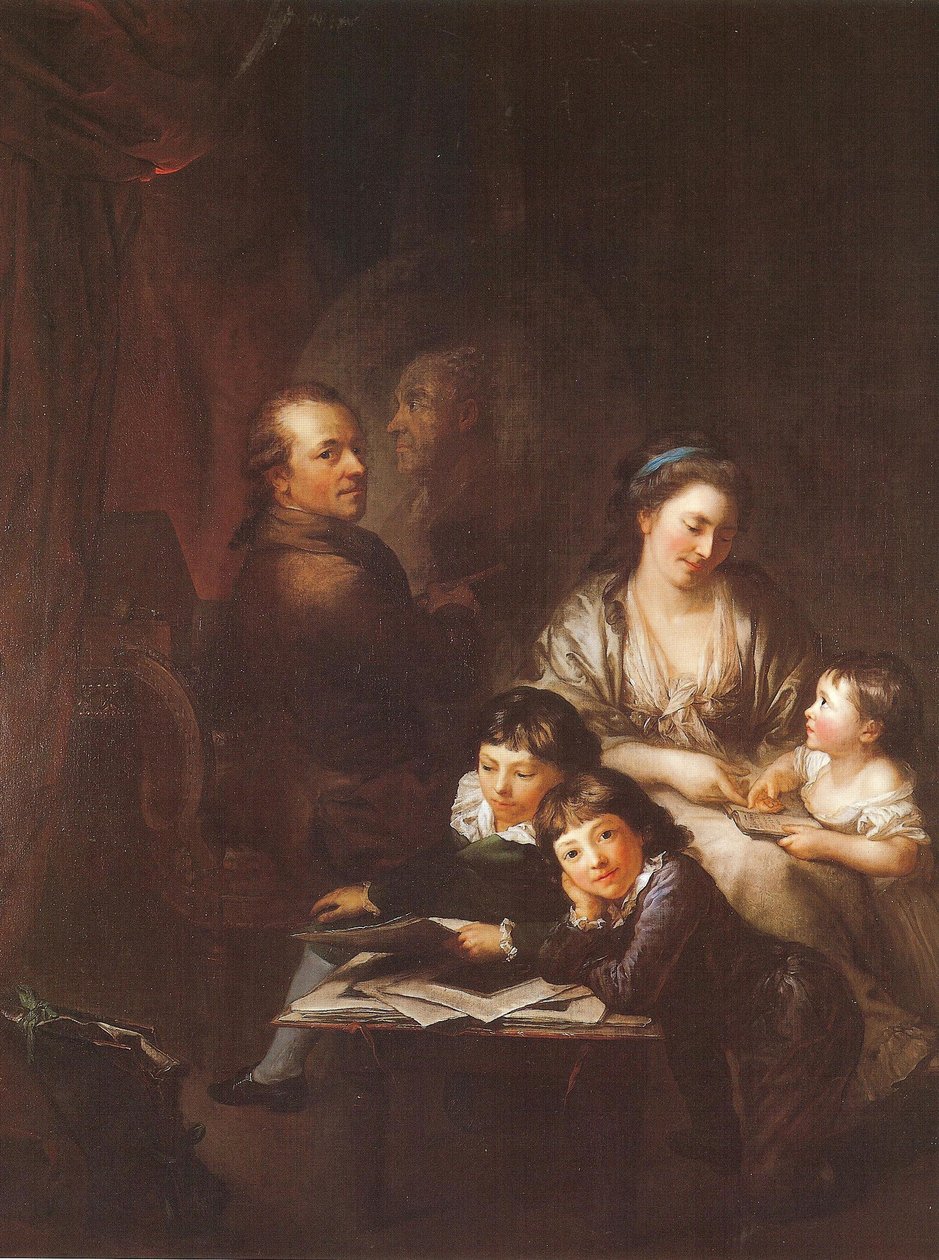 A művész családja Johann Georg Sulzer portréja előtt alkotó: Anton Graff