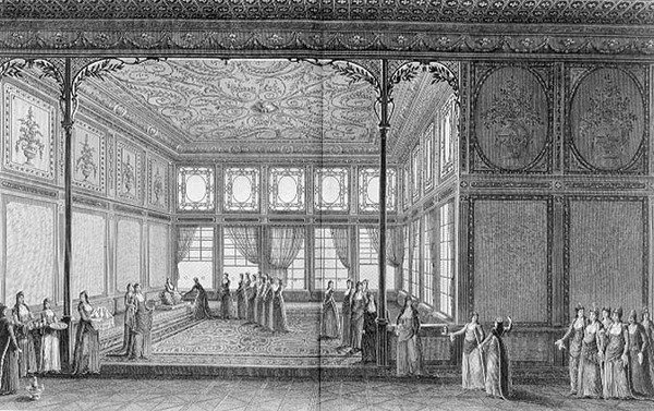 Szultána Hadidge, Szelim nővére egy szalon belseje a Topkapi palotában alkotó: Anton Ignaz (after) Melling