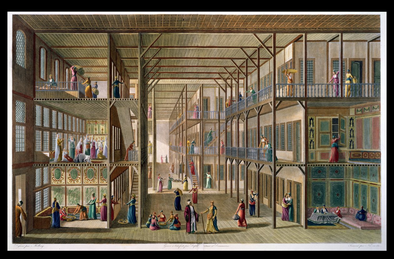 A konstantinápolyi nagyúr háremének belseje, metszet: Francois Denis Nee (1732-1817) 1811 alkotó: Anton Ignaz Melling