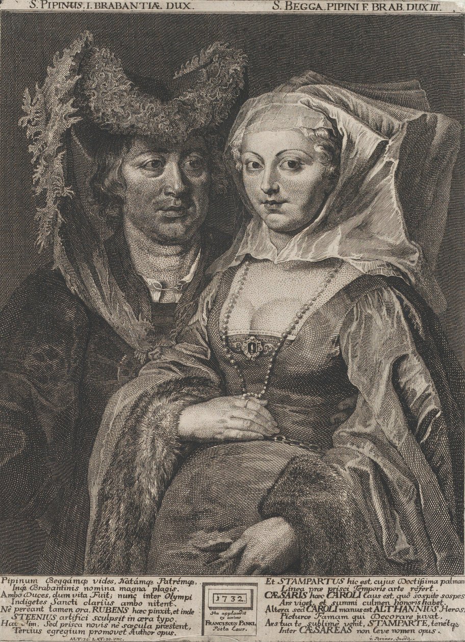 I. Szent Pepin és lánya, Saint Begga, 1732. alkotó: Anton Joseph von Prenner