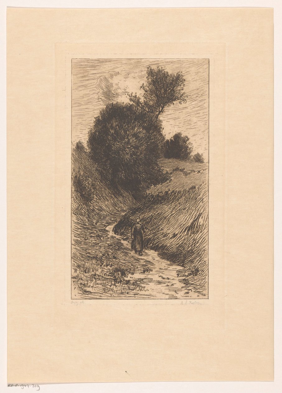Nő egy üreges úton alkotó: Anton L. Koster (signed by artist)